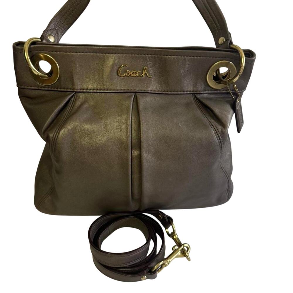Coach metallic pleated leather ashley
